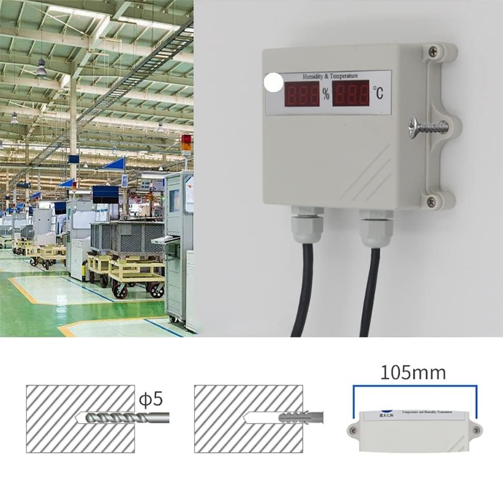 Sensor de temperatura y humedad con pantalla digital con salida RS485 y sonda impermeable for aplicaciones industriales(4-20mA)