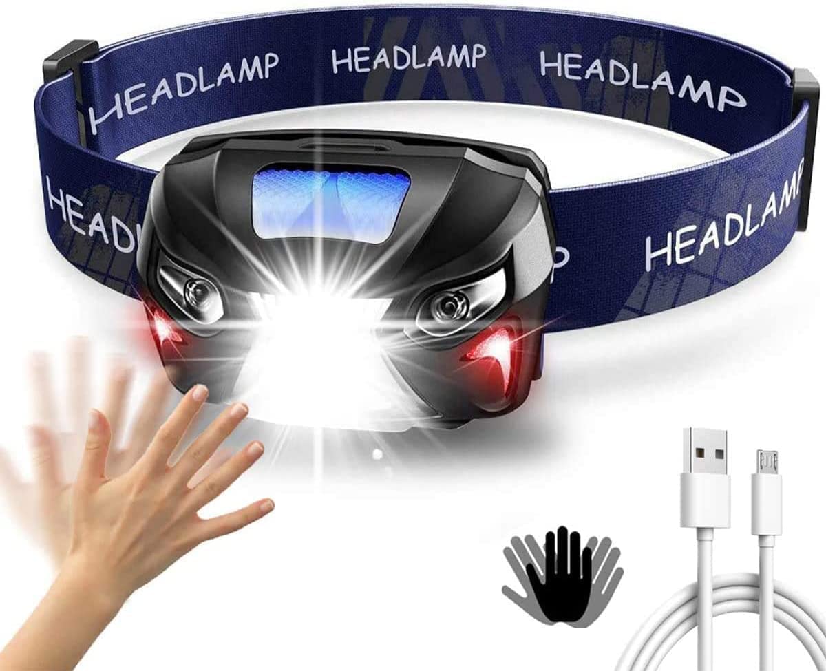 TECHVIDA USB charging head light T6 glare with red light mosquito repellent warning light Outdoor waterproof long-range night fishing headlight miner's lamp (T66RS)