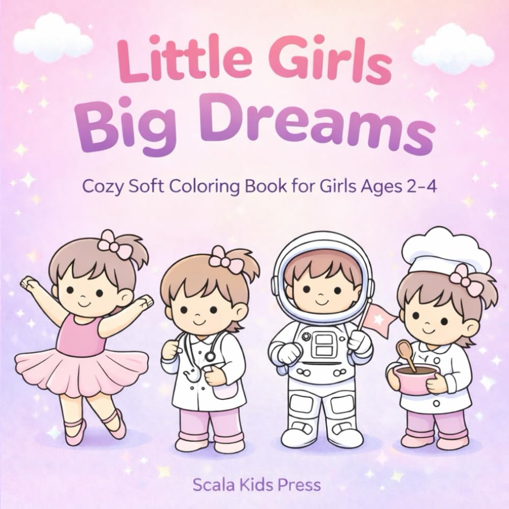 Little Girls Big Dreams: Cozy Soft Coloring Book for Girls Ages 2-4