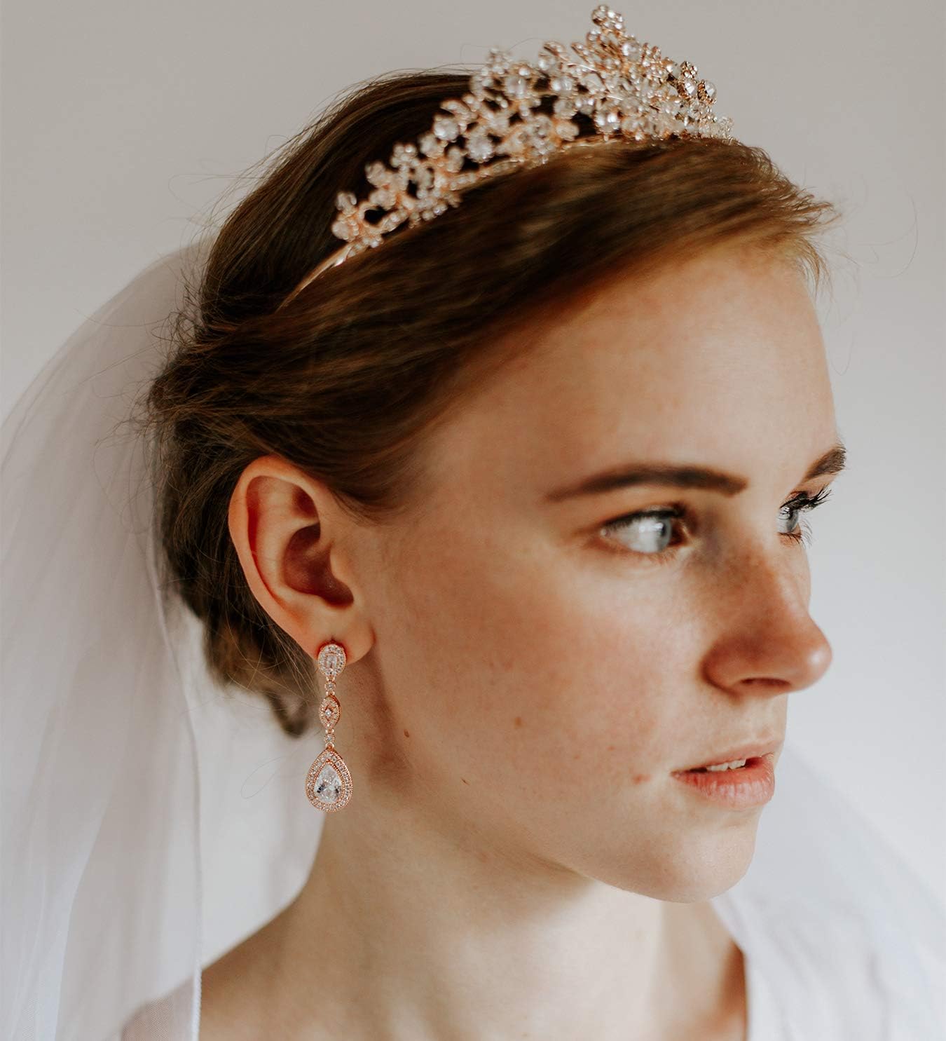 SWEETV Cubic Zirconia Teardrop Wedding Bridal Earrings for Women,Bridesmaids,Brides - Crystal Rhinestones Dangle Earrings Jewelry