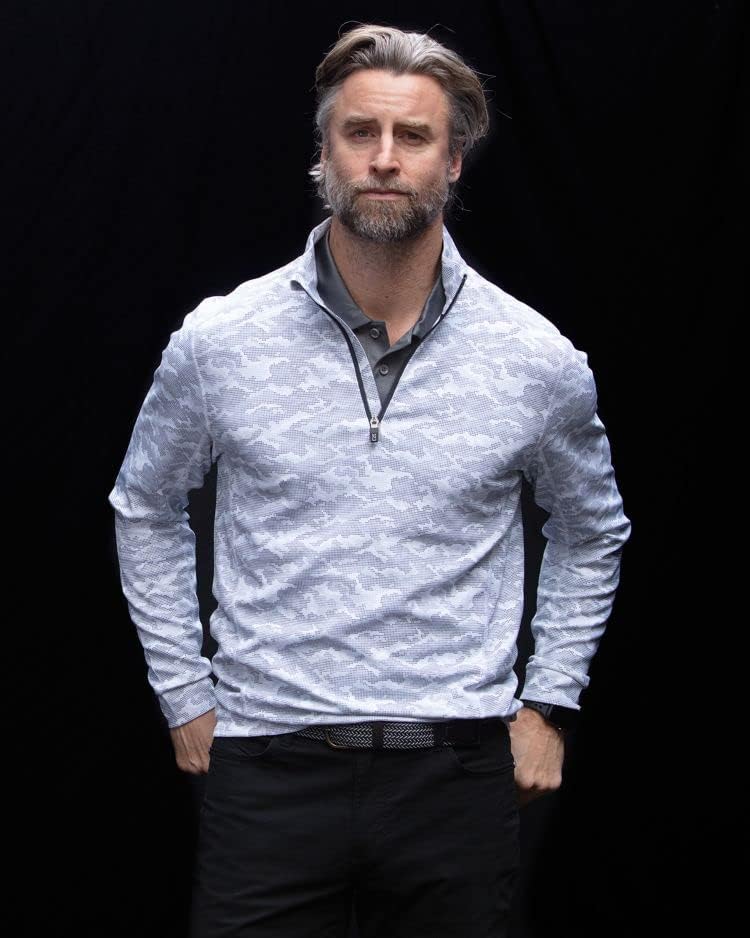 Cutter & Buck Mens Traverse Camo Print Stretch Quarter Zip Mens Big and Tall Pullover - Image 5