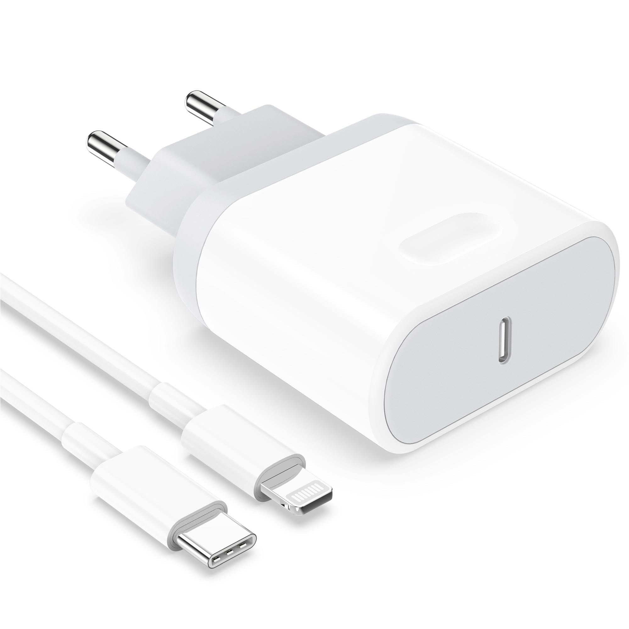Chargeur Rapide 25W USB C Ecowaare pour iPhone 14 13 12 11 X SE 8 7 6 iPad avec Câble 2M