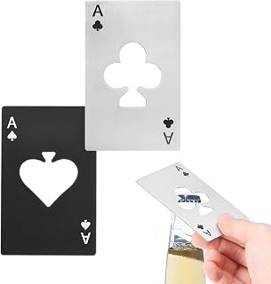 uxcell 2Pcs Ace of Clubs Bottle Opener, Stainless Steel Credit Card Size Beer Bottle Opener for Wallet Pocket, Can Cap Openers for Wedding Party Bridal Shower Present, Silver and Black