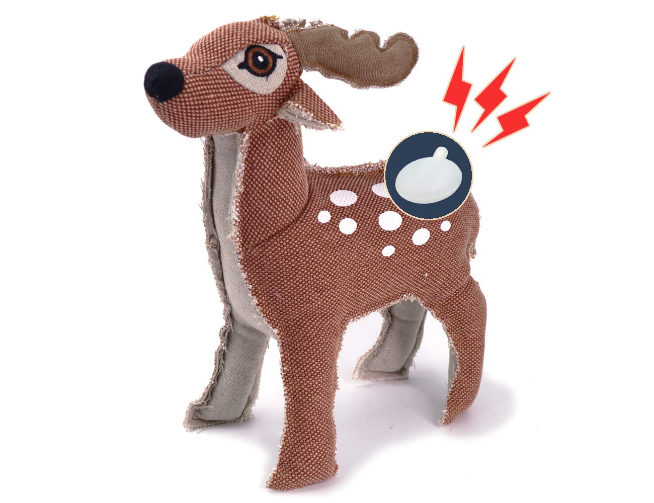 Blinggo Dog Toys Plush Squeaky Stuffed Cotton Canvas Deer for Large Medium Small Breed, Cute Interactive Dog Toy with Squeakers
