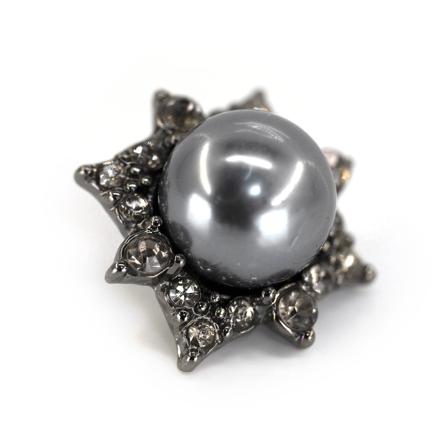 20 szt. czarny retro metalowy ośmiokąt pół sztuczna perła szycie cholewka płaszcz guziki -25mm -1"