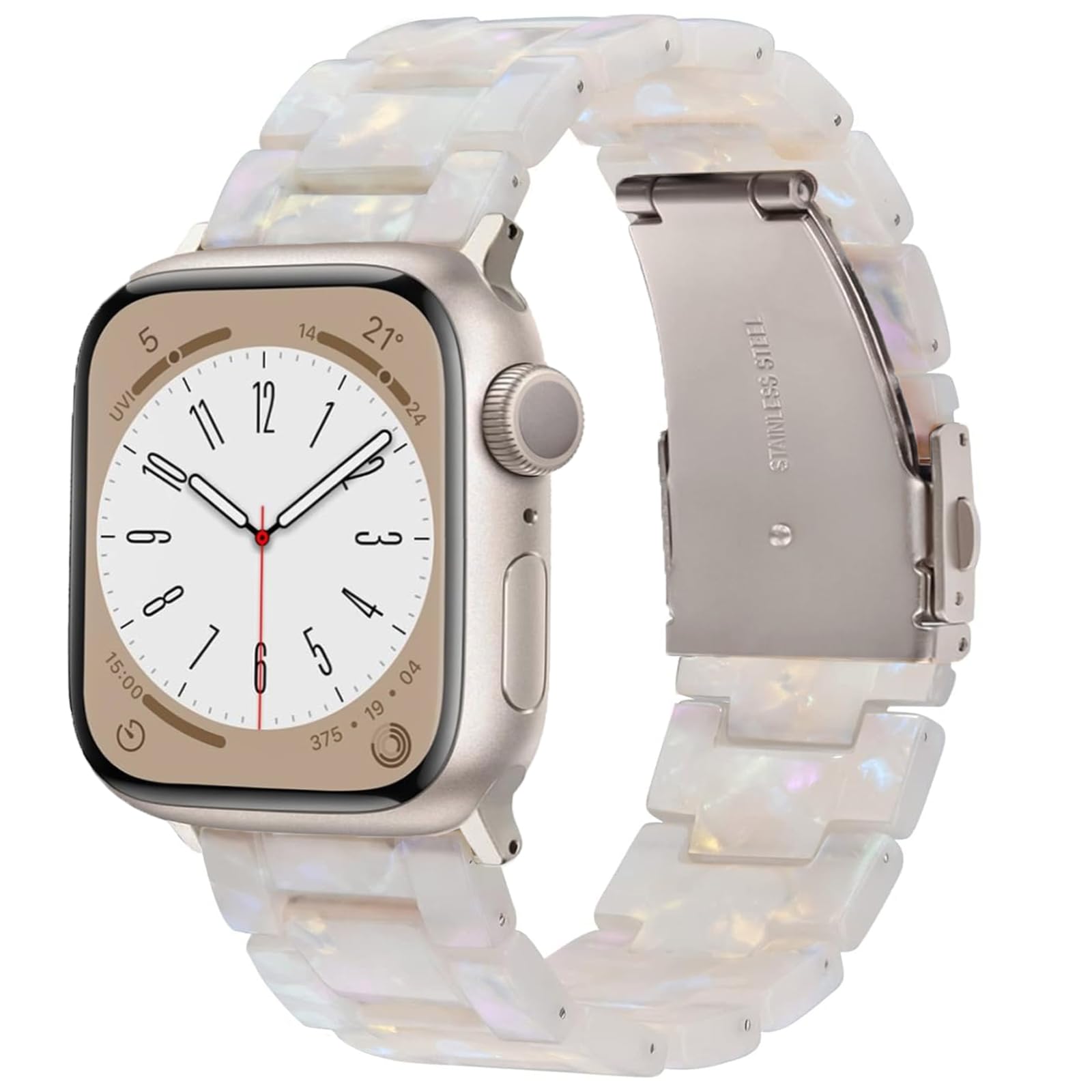 JJii Sung Lightweight Resin Strap Compatible with Apple Watch 38 mm - 49 mm, Fashion Agate Colour for iWatch Ultra/Ultra 2, SE, Series 10 9 8 7 6 5 4 3 2 1