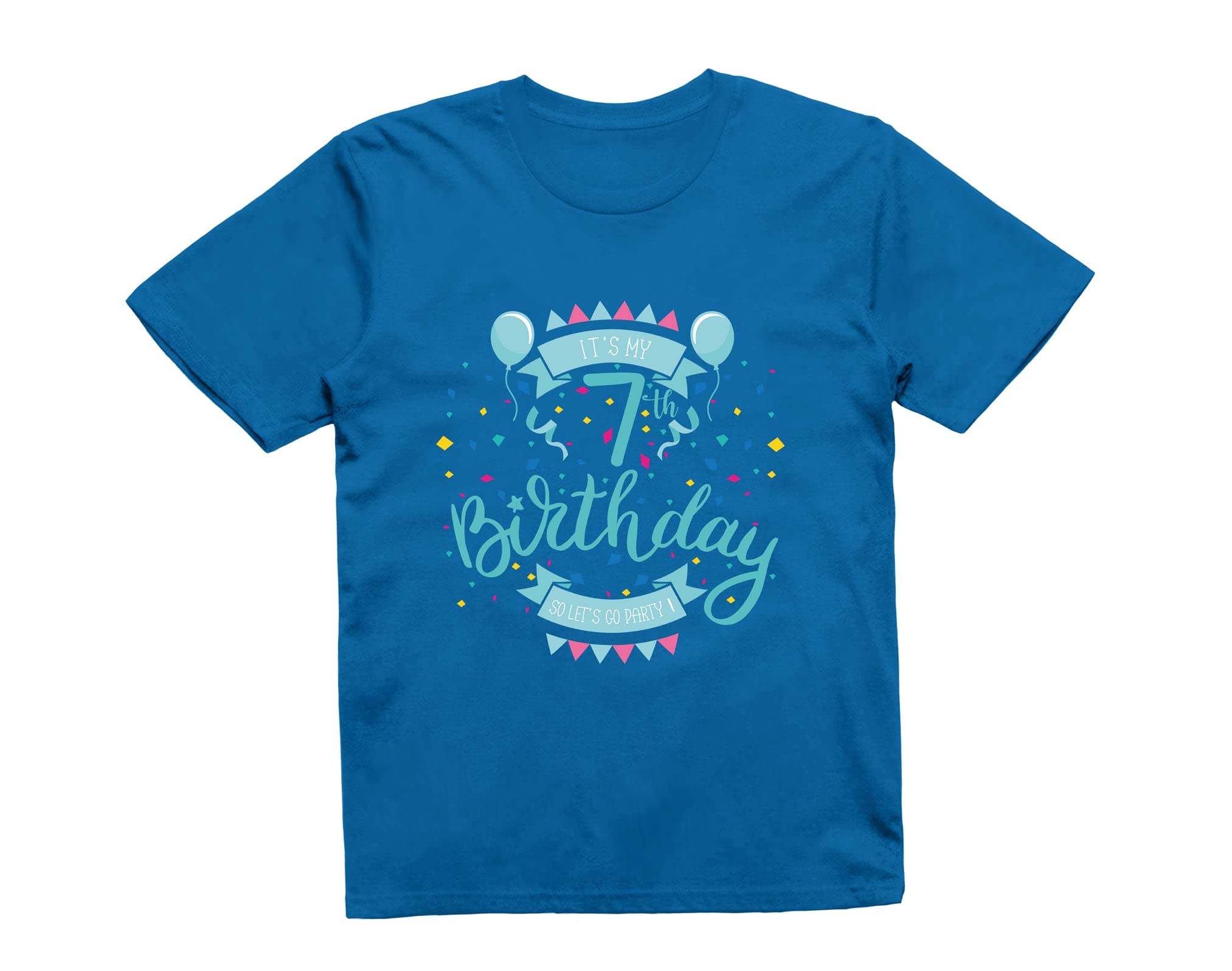 Reality Glitch Boys Royal Blue It's My 7Th Birthday Kids T-Shirt