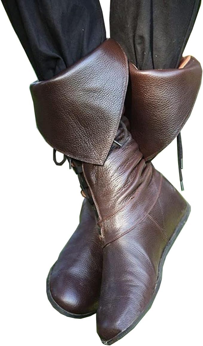 Bottes Mi-Mollet en Cuir PU Idéales pour Jeux De Rôle et Fêtes à Thème