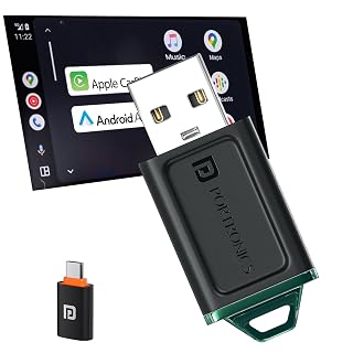 Portronics Tune Lite, Mini 2-in-1 Wireless CarPlay/Android Auto Receiver, Converts Wired to Wireless, Plug & Play, Only for Cars with OEM Installed Wired Android Auto/CarPlay, Android 12+ & iOS 15+ - Amazon product rated Grade B