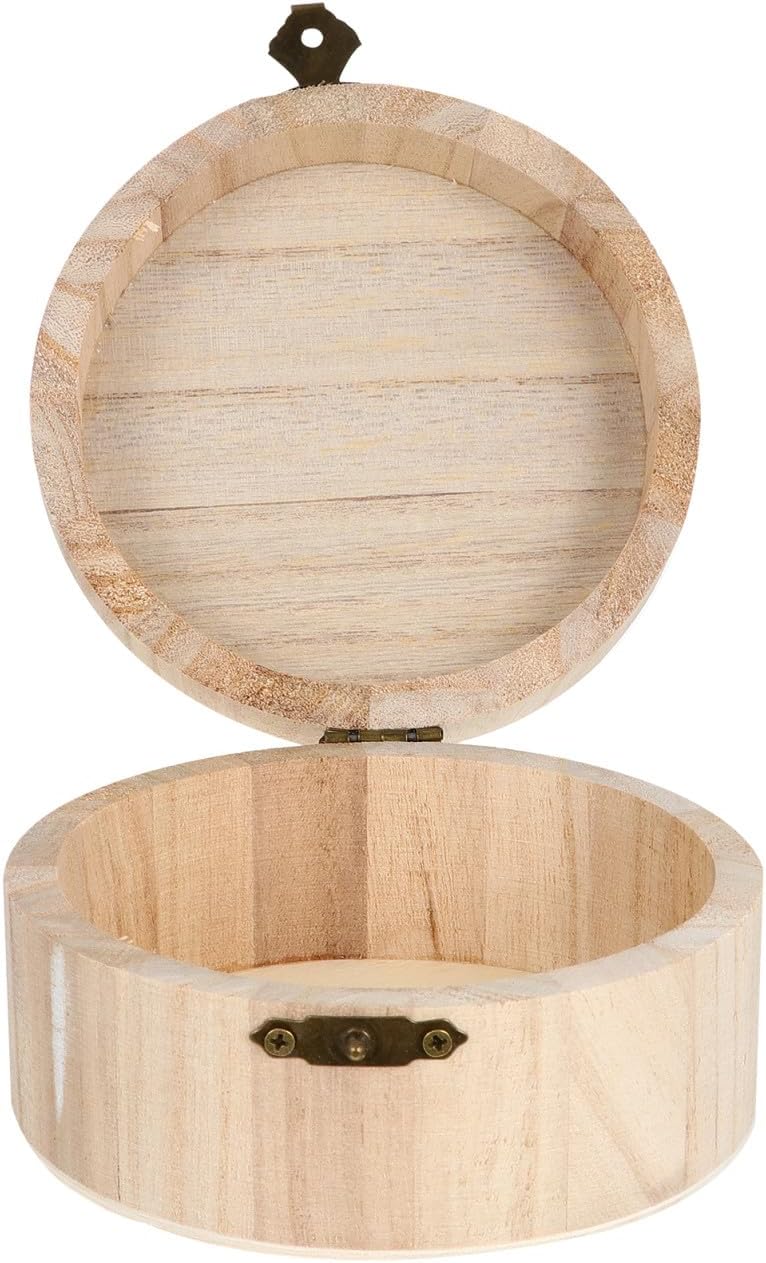 Wooden Jewelry Storage Box Large Round DIY Organizer for Rings and Earrings with Rustic Design Gift for Birthday Christmas Valentine's Day Mother's Day