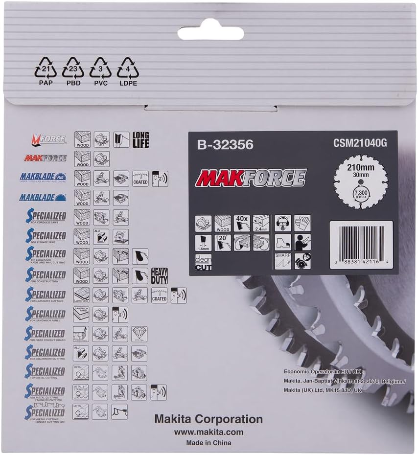 B-32356 Makforce Saw Blade 8.27inx30mm 40Teeth