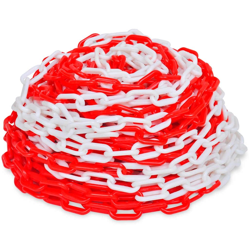 Chaîne de sécurité en plastique rouge et blanc - 30 m