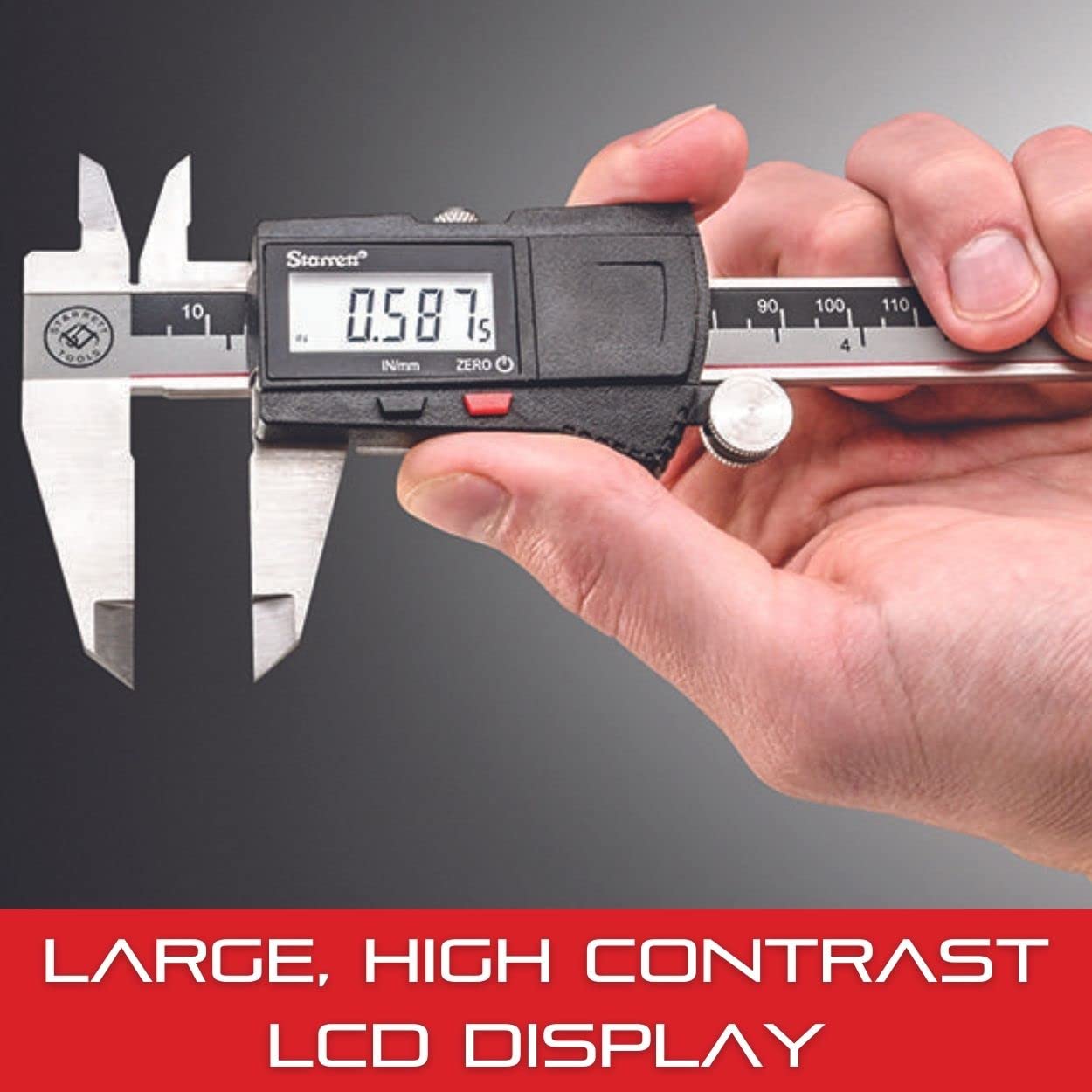 Starrett Electronic Caliper Measuring Tool EC799A-6/150, Hardened Stainless Steel Metal, 6 Inch Range, 0.005" Resolution, LCD Digital Measurement Reading, Plastic Carry Case Included, Black: Industrial & Scientific