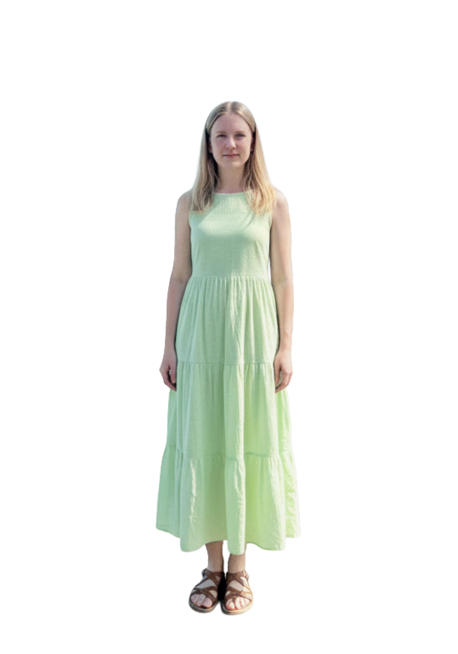 ream Women Tiered Cotton Maxi Dress, V-Neck Sleeveless Summer Dress, Relaxed Fit Tiered Silhouette-picture-9
