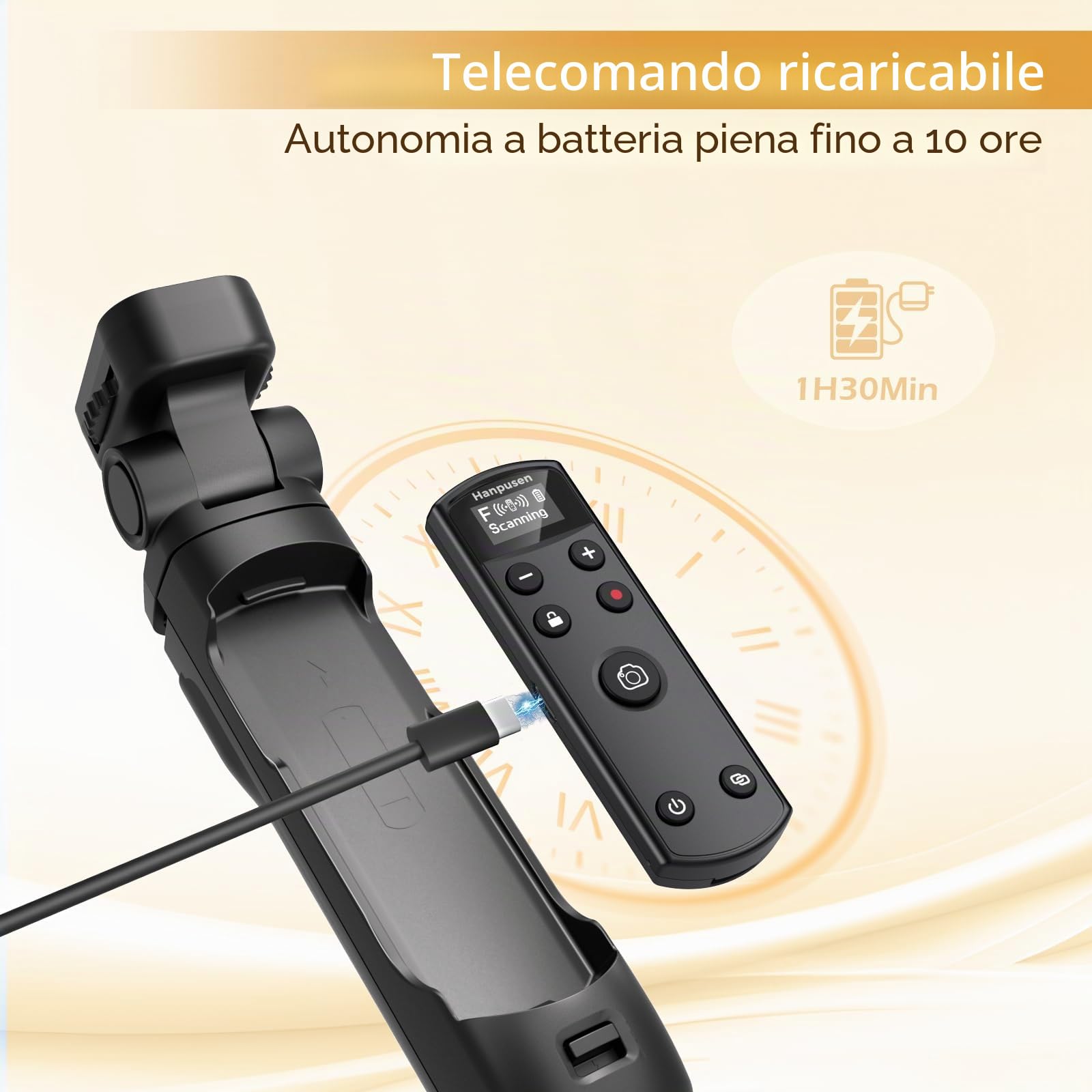 Mini treppiede con telecomando ricaricabile per Fujifilm X100 VI/X-M5/X-T30 II/X-E5/X-T5/X-T5/X half/X-H2S/X-S10/X-S20/X-T50/X-T4/X-T3