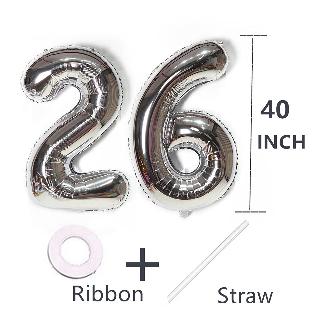 Decoración De Cumpleaños Número 26, Globos De Papel De Aluminio, Globos De Látex Para Fiesta De Cumpleaños De 26 Años, Globos De Helio, Globos De Látex De Papel De Aluminio, Decoración De Fiesta De