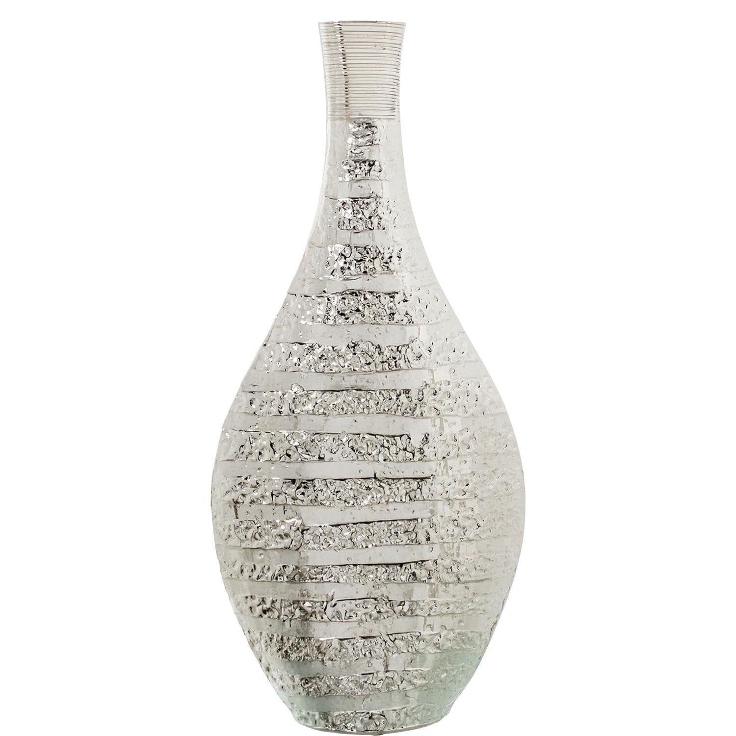 Vase de sol en métal argenté grand format pour décoration salon moderne