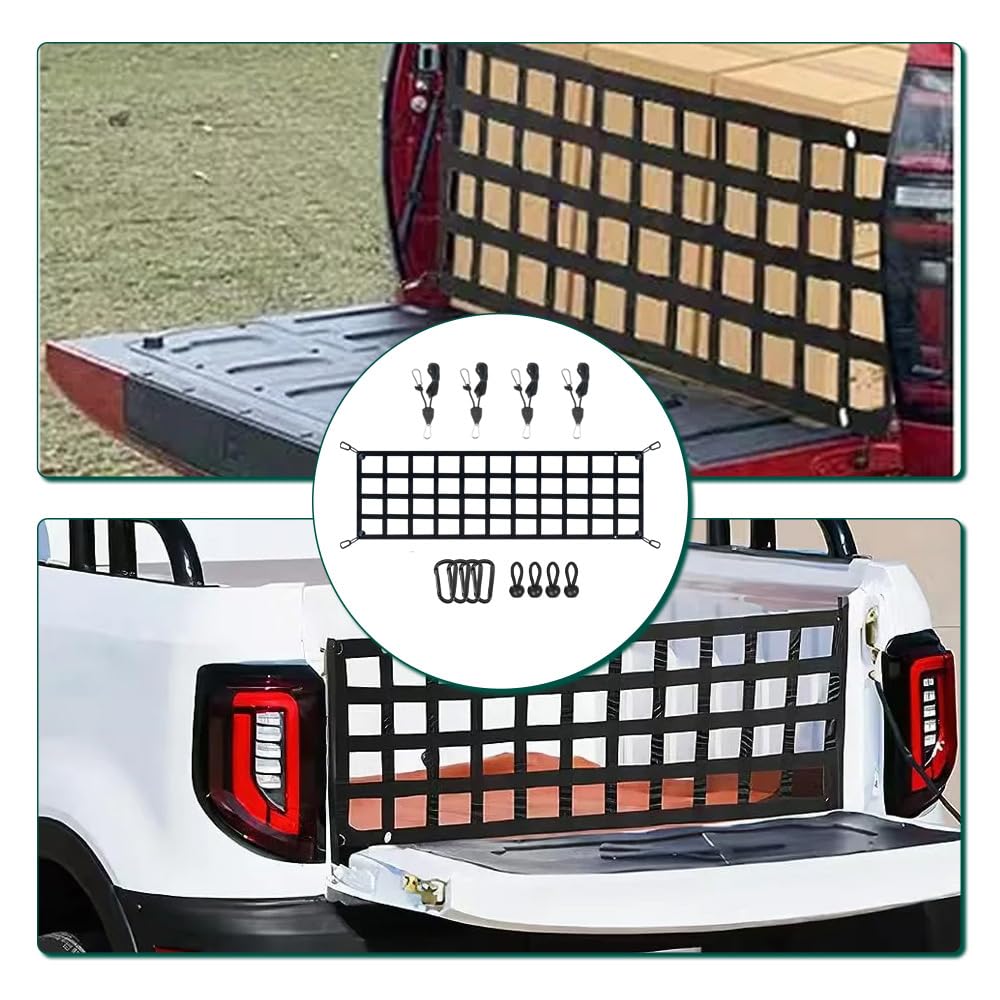 Riloer Red organizadora de maletero compatible con la mayoría de compartimentos de camioneta con 4 ganchos de cuerda de metal de tamaño mediano