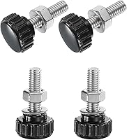 Vista 22 de Uxcell 4 juegos de perillas estriadas con tornillos de pulgar y tuercas, rosca macho métrica M6 x 35 mm, cabeza de plástico de 25 mm, perillas