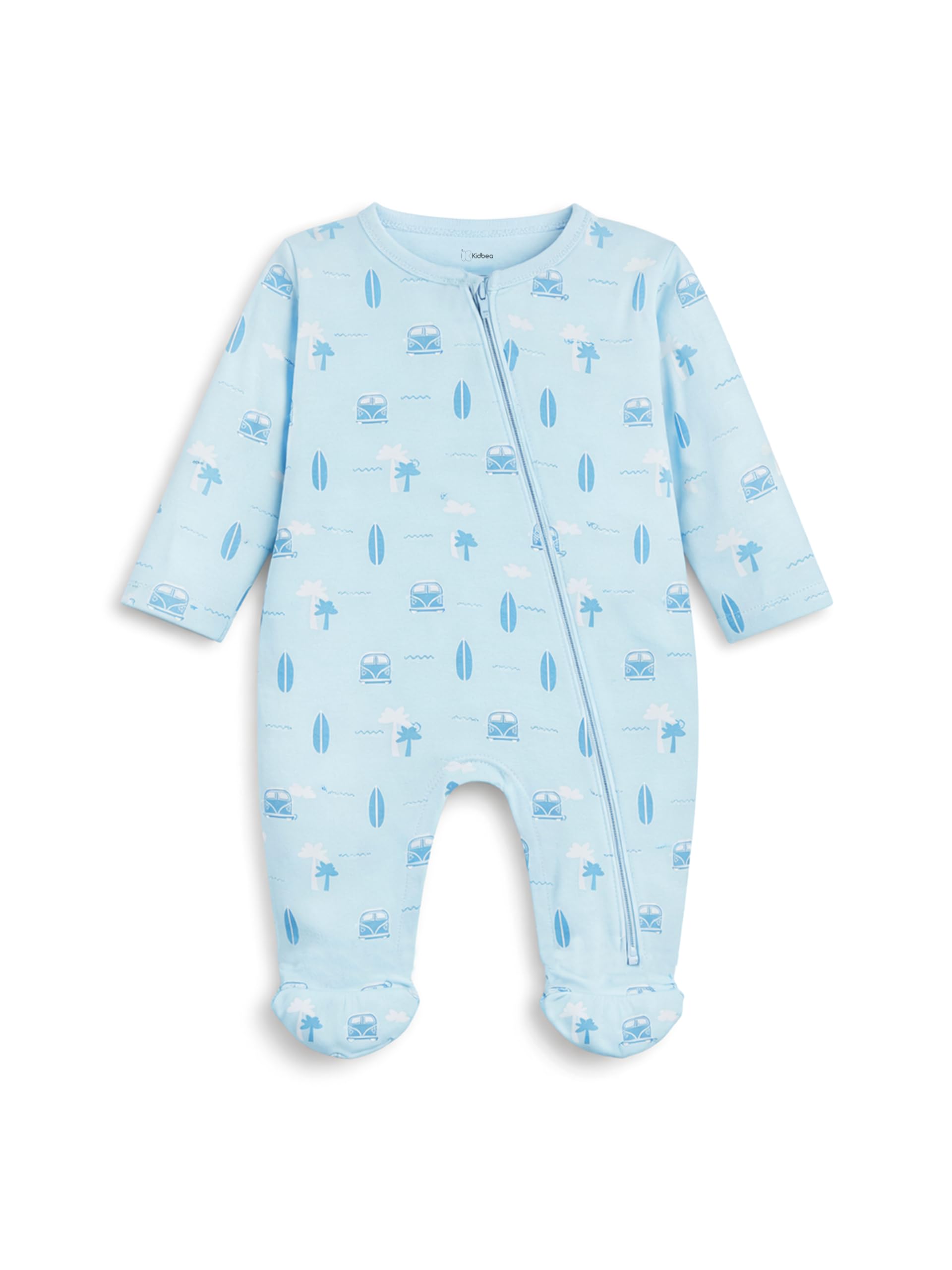 kidbea Organic Cotton Unisex Baby Romper Soft Breathable Full Sleeve Zipper Footed Bodysuit for Newborn & Infant Kids Sleepwear-picture-12
