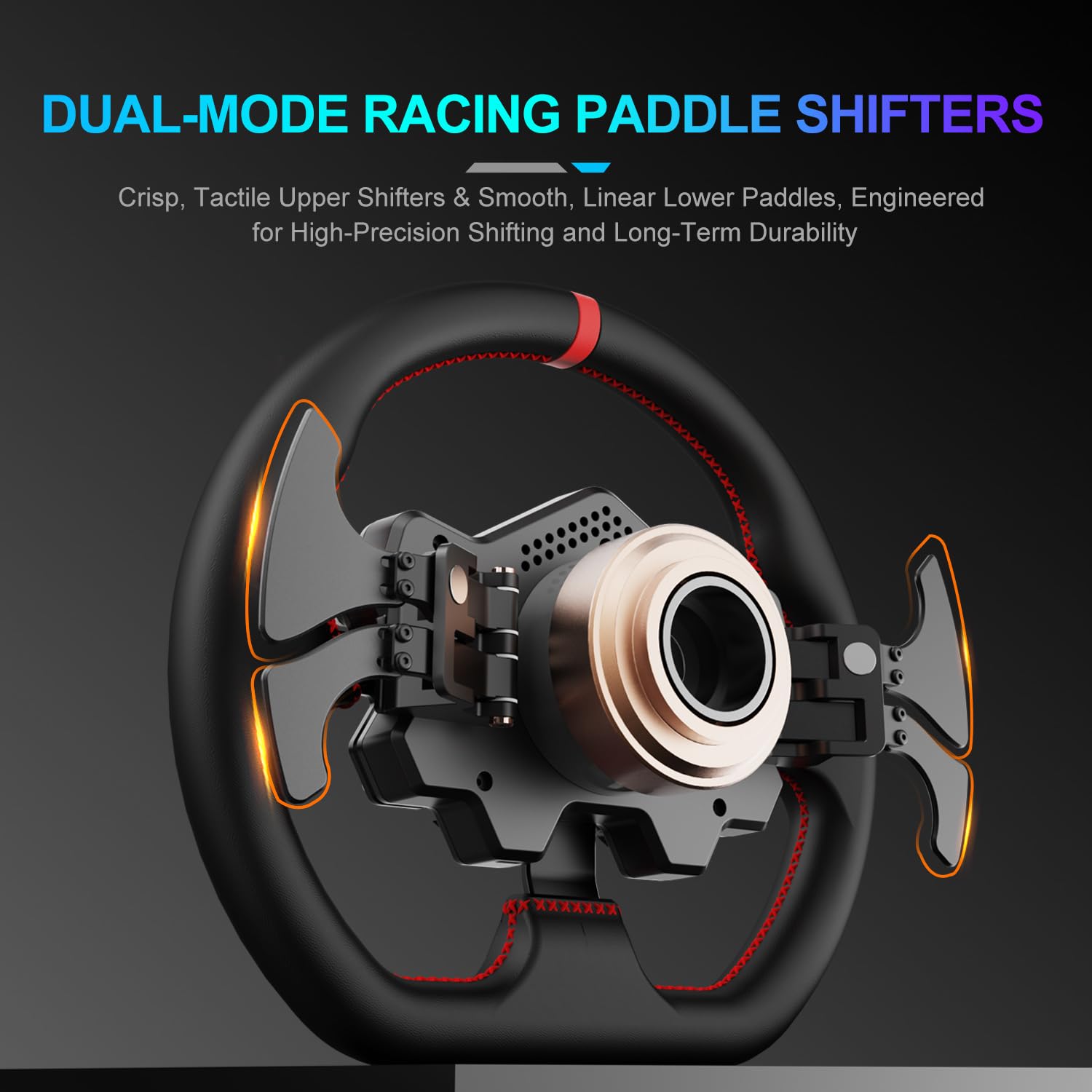 PXN W DS R2 Volante da Corsa – Compatibile con basi Direct Drive VD6 e VD10 – Rilascio rapido, 4 palette, indicatore RGB, pelle in microfibra – 30 cm corona piatta