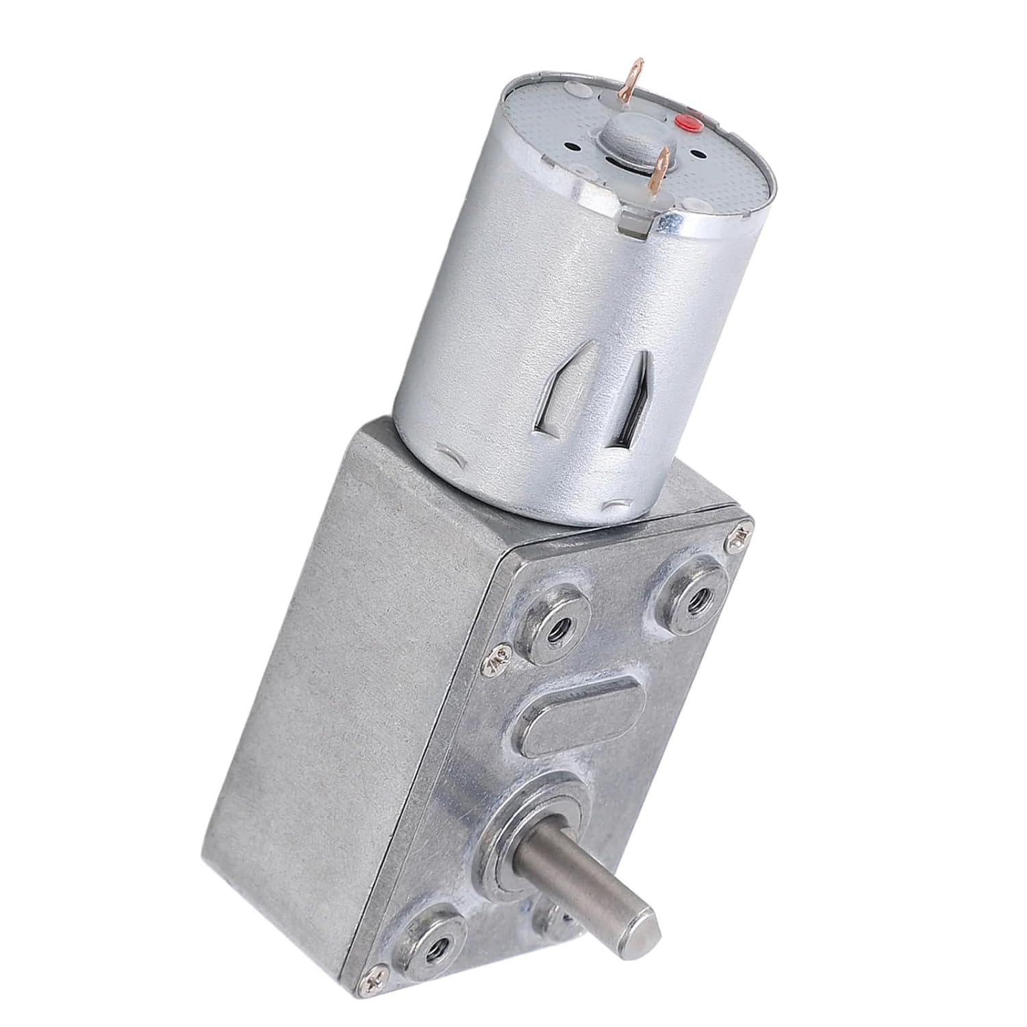 JGY370 DC 12V Reversible High Torque Worm Geared Motor, Gray, CW/CCW Electric Drive Motor with Reduction Gearbox (18RPM)