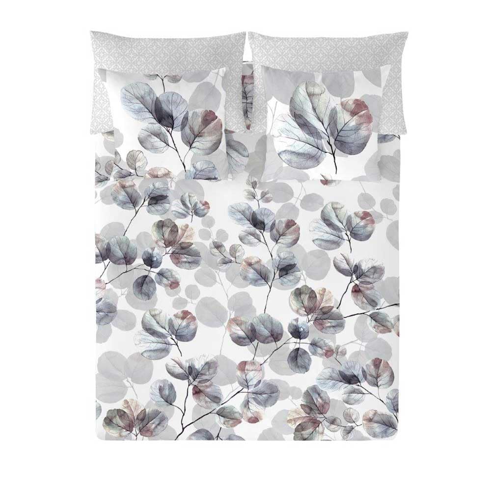 COTTON ARTean Funda Nórdica Cama 135 satén algodón 200 Hilos Lorna Gris | Incluye 2 piezas: F. Edredón 220x220 + 1 F.de Almohada Cierre Botones. Certificado OEKO-TEX