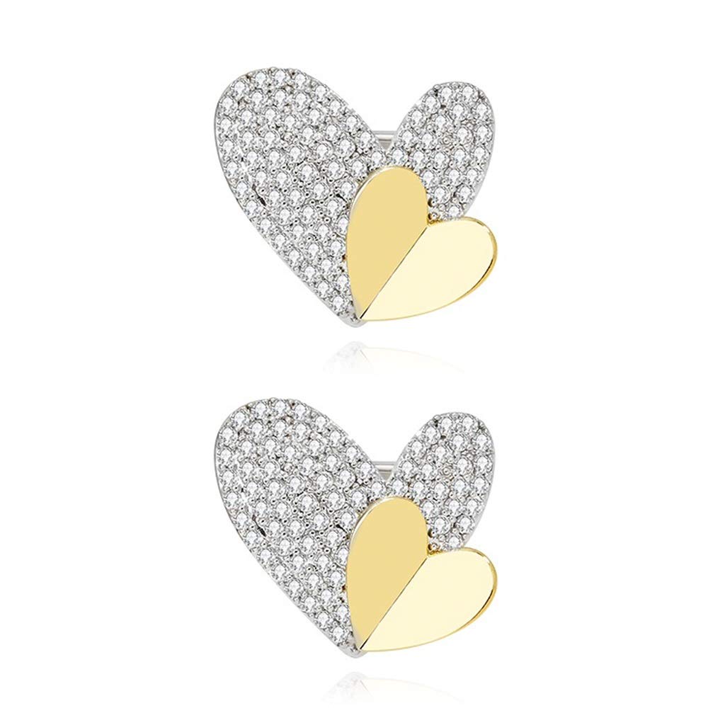 Broszka Pin dla kobiet mężczyzn 2-częściowy zestaw Crystal Love Heart broszka Pin wesele ubrania modna biżuteria akcesoria dla kobiet ślub urodziny