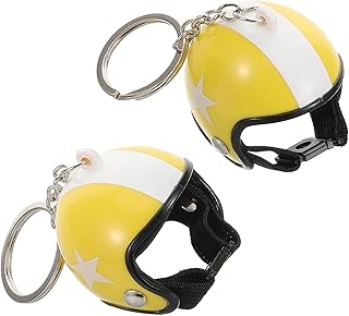 [FRCOLOR] 2個 五星ヘルメットキーチェーン 合製 耐久性と防錆性 高精彫刻入り バイク用アクセサリー キーホルダー プレゼント用実用的なペン
