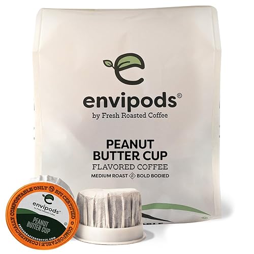 Envidpods con sabor a mantequilla de maní tostado medio Kosher 12 unidades café tostado fresco compatible con cafeteras de 10 y 20 K Cup