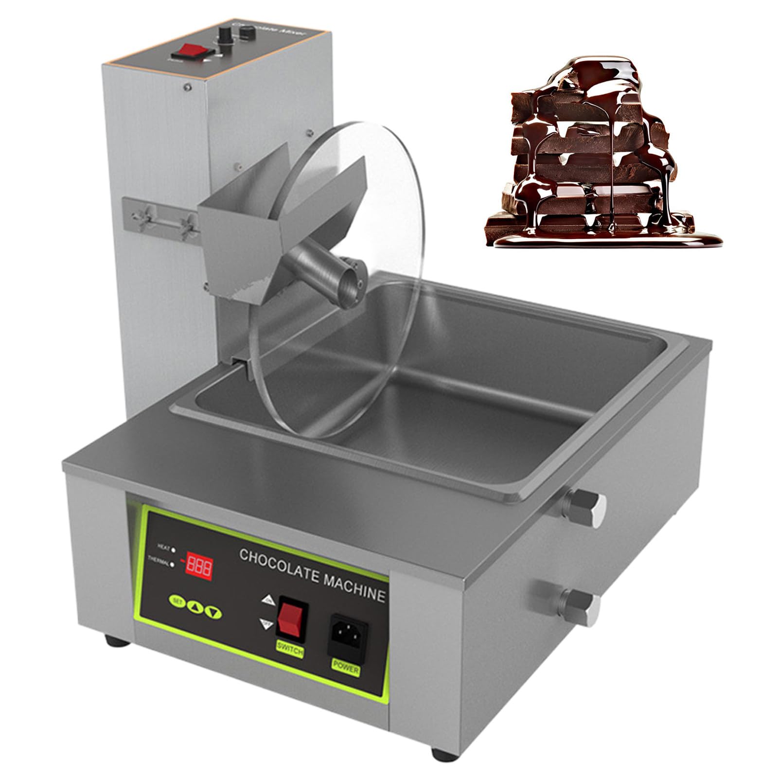 Tempéreuse à Chocolat, Fondoir électrique en Acier Inoxydable, Utilisation Commerciale sur Table, idéal pour Les Barres Chocolatées,8kg