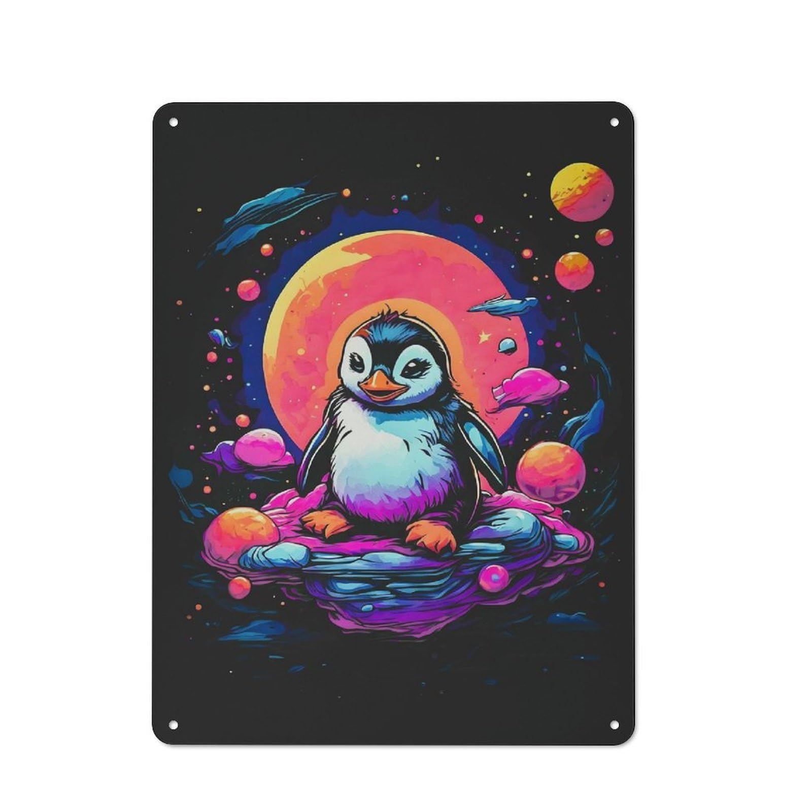 Junmoney Baby Penguin Understated Office Metal Sign 40X30cm Featuring Study Room Decor For Home Office, Reading Corner Or Bedroom