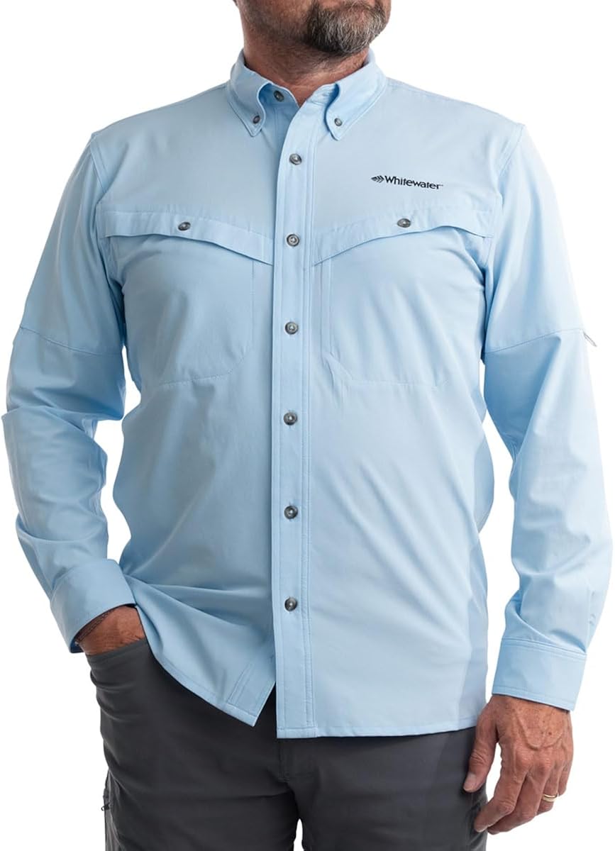 Whitewater Lightweight Moisture Wicking Long Sleeve Fishing Shirt with UPF 50 X-Large Blue Bell