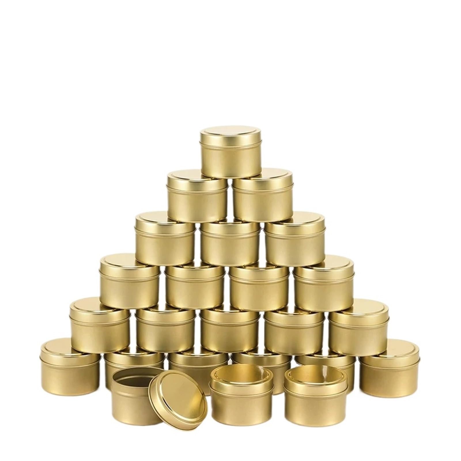 Xinglongs Candle Jars 24PCS 4oz/ 8oz Candle tins with lids Matte Black Candle Jars Round Empyt Candle Containers for DIY Candle Making(Gold 4oz)