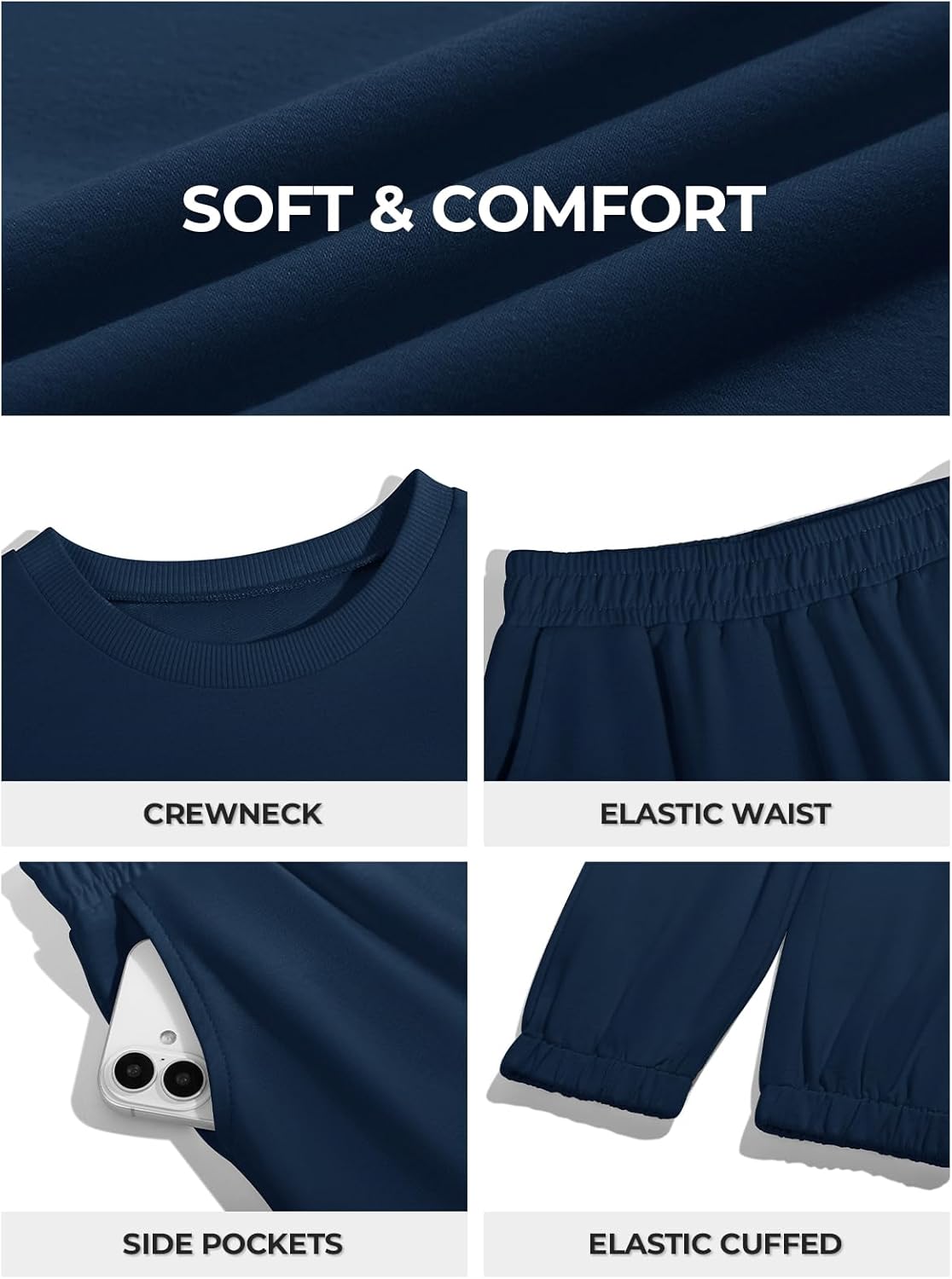 Haloumoning Boys Tracksuits 2 Piece Set Kids Crewneck Sweatshirts and Jogger Sweatpants with Pockets 5-14 Years - Image 6