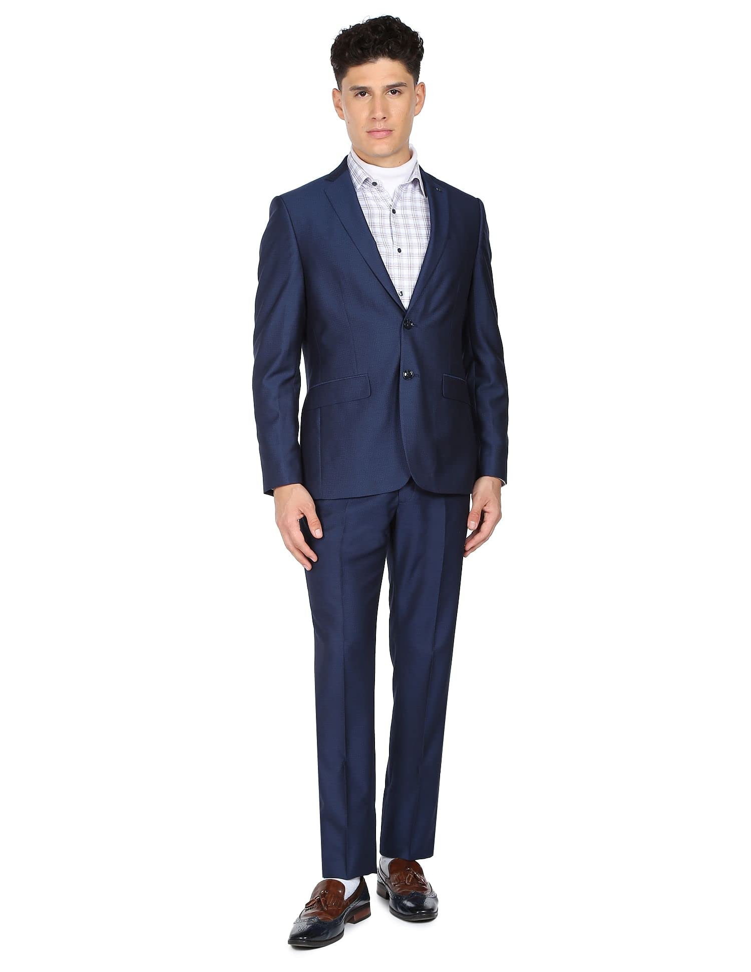arrow Men Navy Tailored Regular Fit Two Piece Suit-picture-26