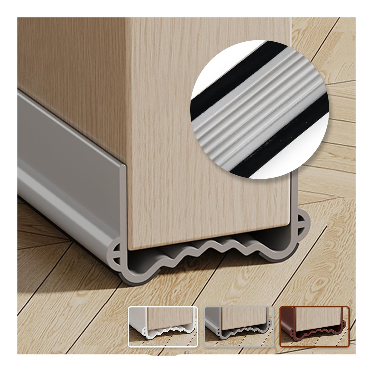 Door Bottom Seal, Wind and Noise Barrier, 38 inch for Door Bottom, Free Cut Length, Under Door Noise Barrier (Brown) (Grey)