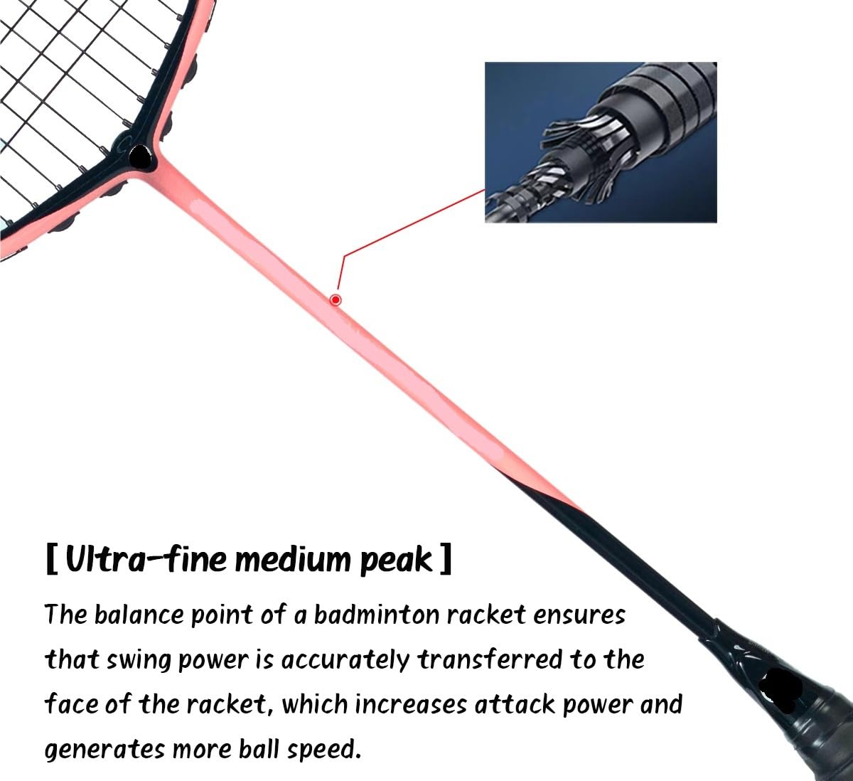 Badminton Set Raqueta de bádminton Ofensiva 4U Original de Fibra de Carbono Raquetas Badminton(1Pcs Pink Racket)