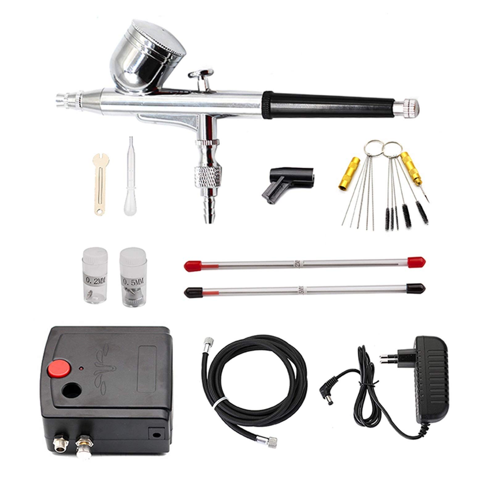 Genérico Accesorios para aerógrafos Gravedad Feed Dual Acción Aerógrafo con compresor Pintura Spray Airbrush Kit Tatuaje Nail Spray Pen Set Beauty Inkjet Coche Reparación Herramienta (Color : G)