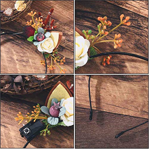 O3 Jeweky Christmas Led Glowing Headband Antler Headdress Reindeer Glow Headpiece Animal Costume Flash Hair Band Light Up Hair Hoop Party Masquerade For Women (Pattern 1-Colorful) #TOP4