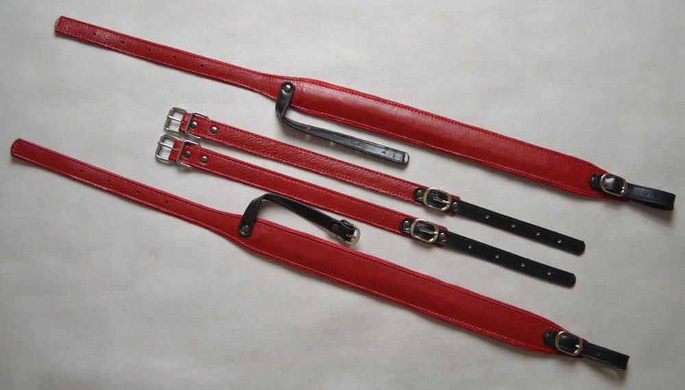 Genuine Leather Straps Strap for 96-120 Bass Accordion Accordian Harness, Red