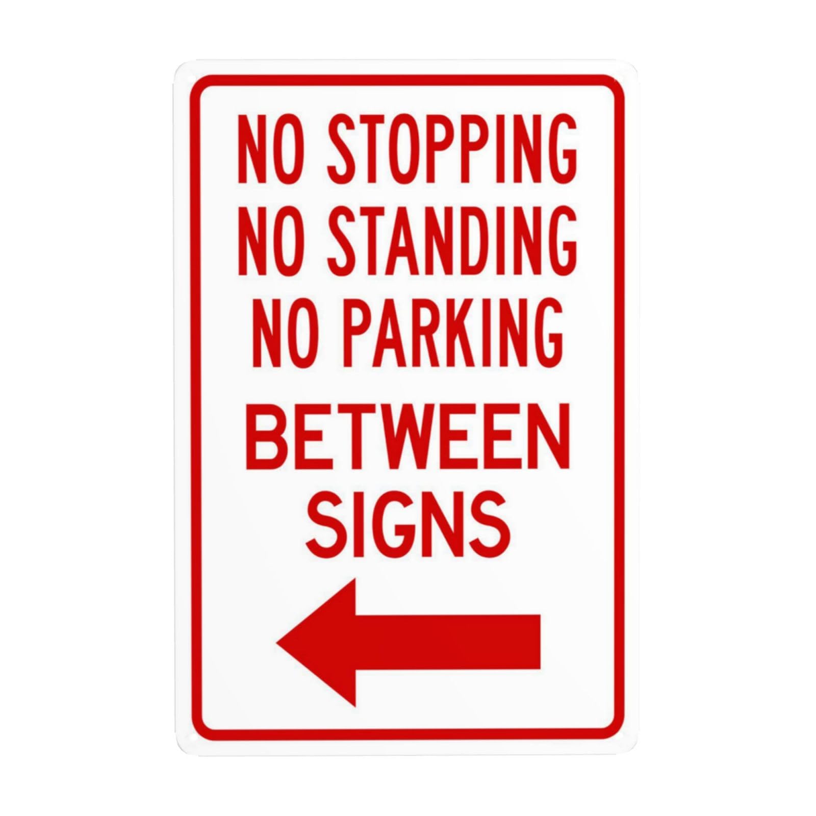 SMAZDFXX No Stopping Standing Or Parking Between Signs With Left Arrow Metal Warning Tin Sign Cautions Security for Street Decor 12"x16"
