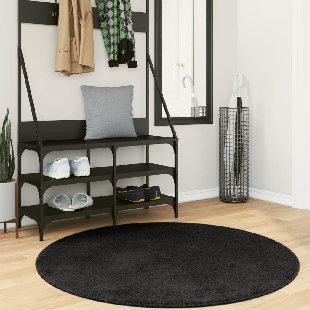 Tapis lavable et antidérapant HUARTE noir rond 120 cm pour chambre