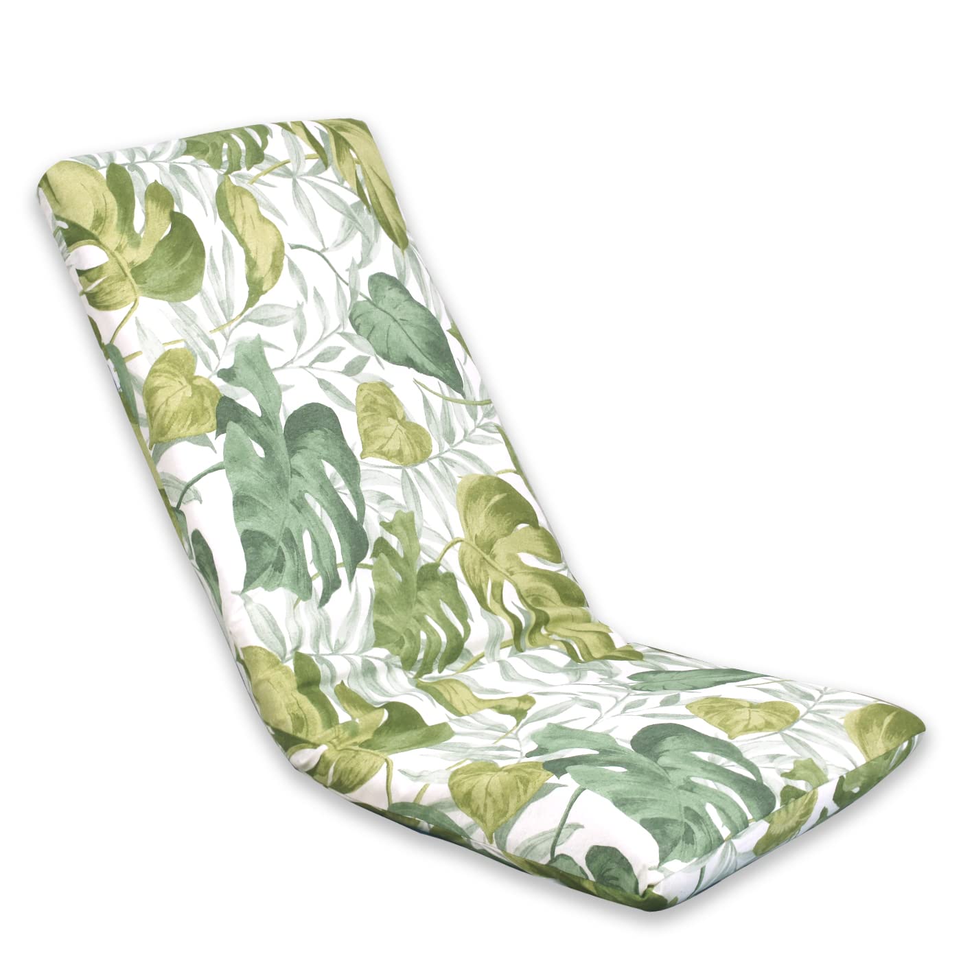 MERCURY TEXTIL- Cojín Tumbona, Colchoneta Acolchada, Hojas Verde(180x55cm) | Cómodo y Elegante. Ideal para Jardín, Piscina, Playa, Terraza y Balcón