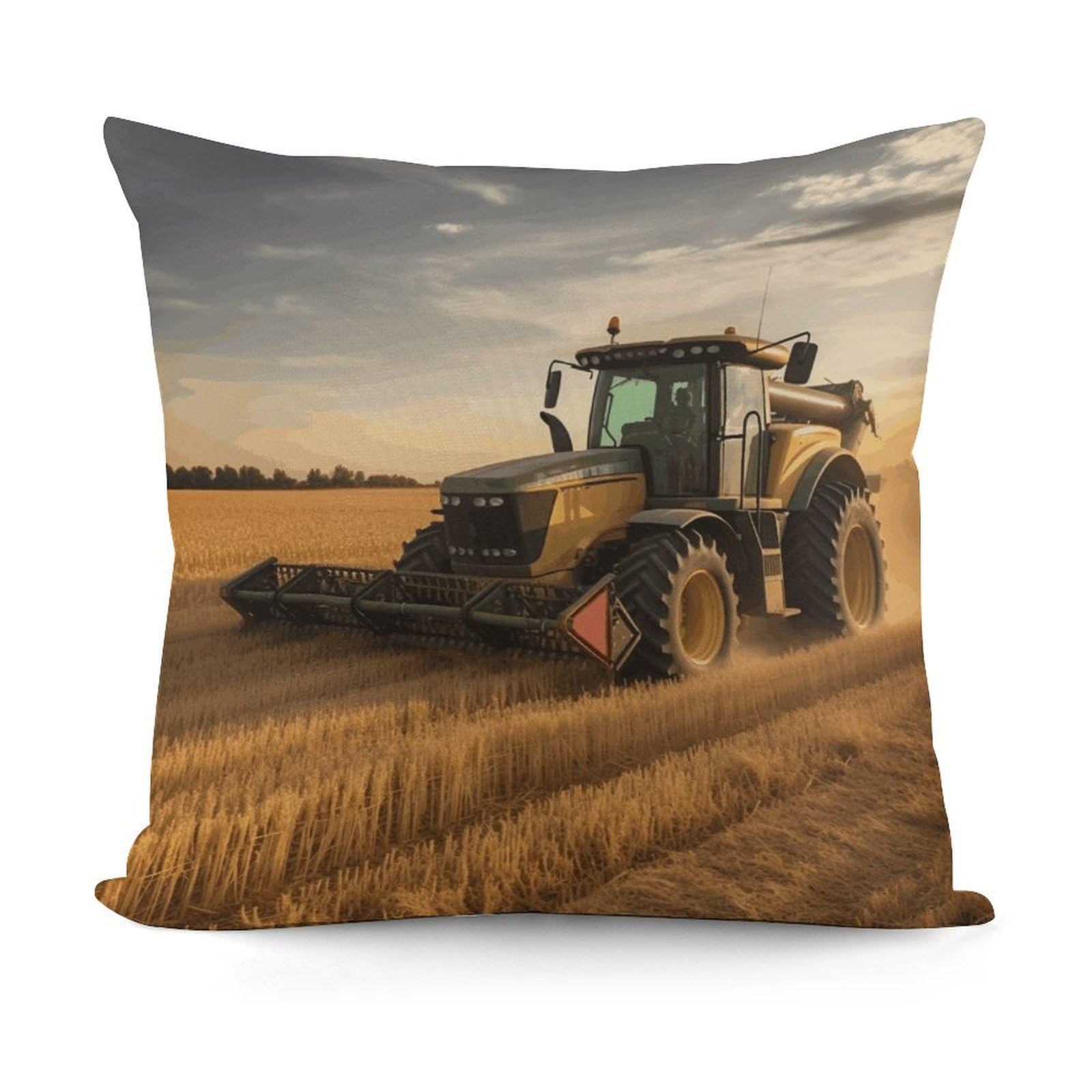 VstaDank Farm Tractor Harvest Throw Pillow Covers Fade-Resistant Plush Pillow Case Cozy Square Cushion Case Removable Pillowcase Exquisite Pillow Shams Soft Pillow Protector 18"x18"