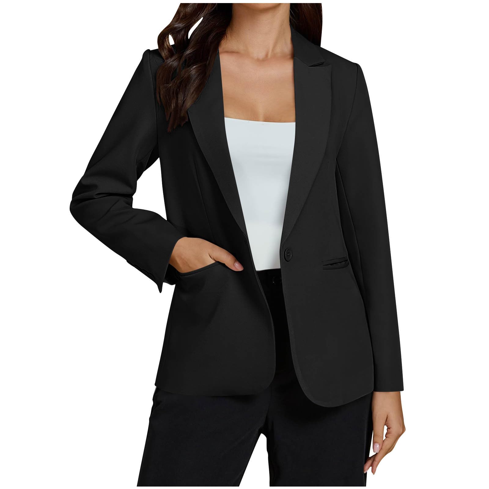 Womens Blazer Business Suit Jackets Casual Open Front Cardigan Tops Office Work Lapel Button Spring Fall Coat with