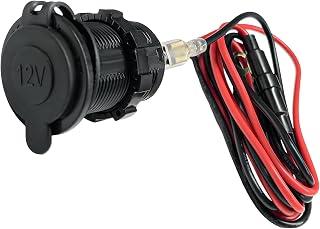 12V Car Cigarette Lighter Socket, Waterproof Plug Cigarette Lighter Outlet with Fuse & Wires, Power Outlet Receptacle Replacement for Car Truck Motorcycle Marine Boat