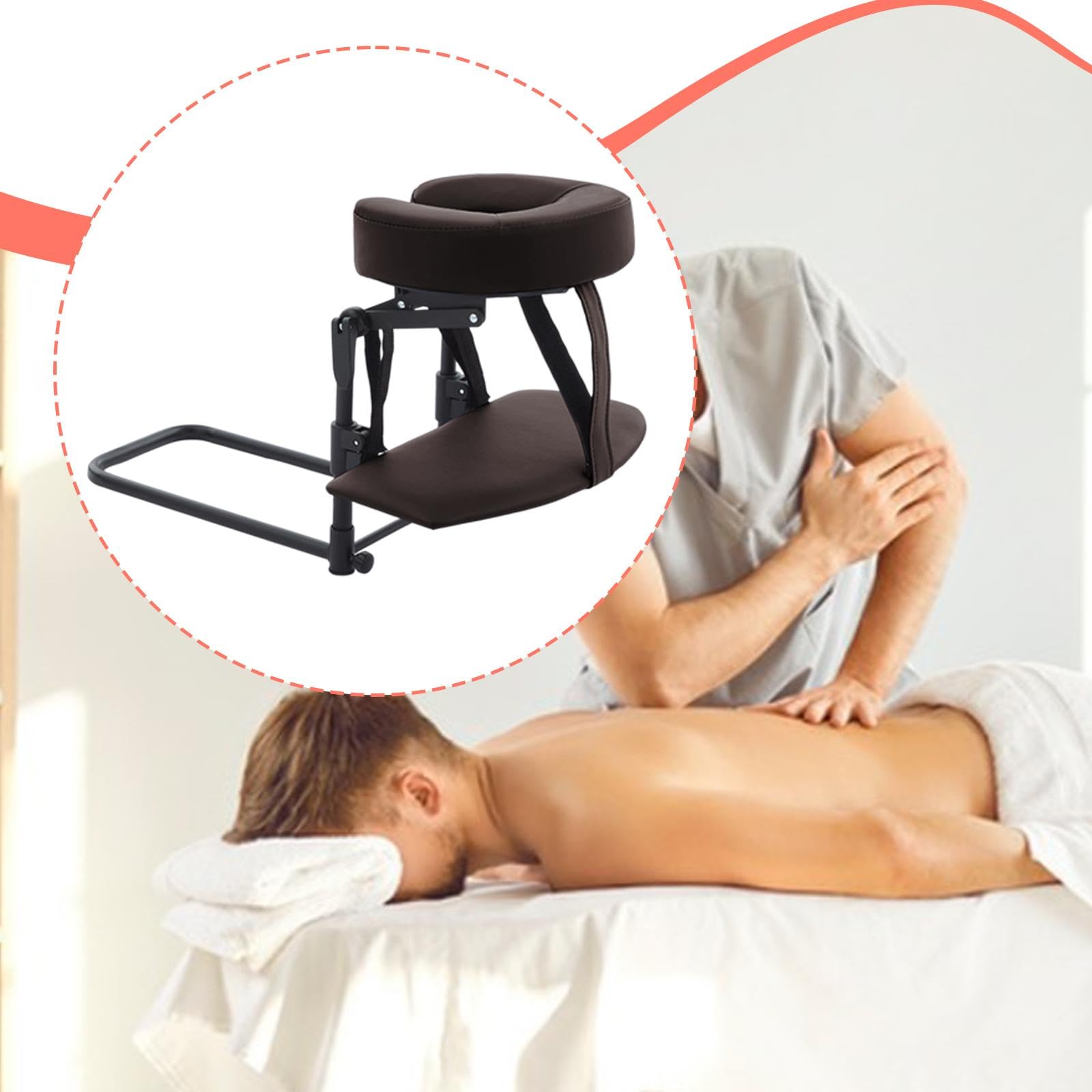 Kit de Masaje para Colchón de Escritorio y Hogar, Reposacabezas de Masaje Altura Ajustable, Multifunción Cojín de Relajación Facial para Cama de Belleza, CafÉ