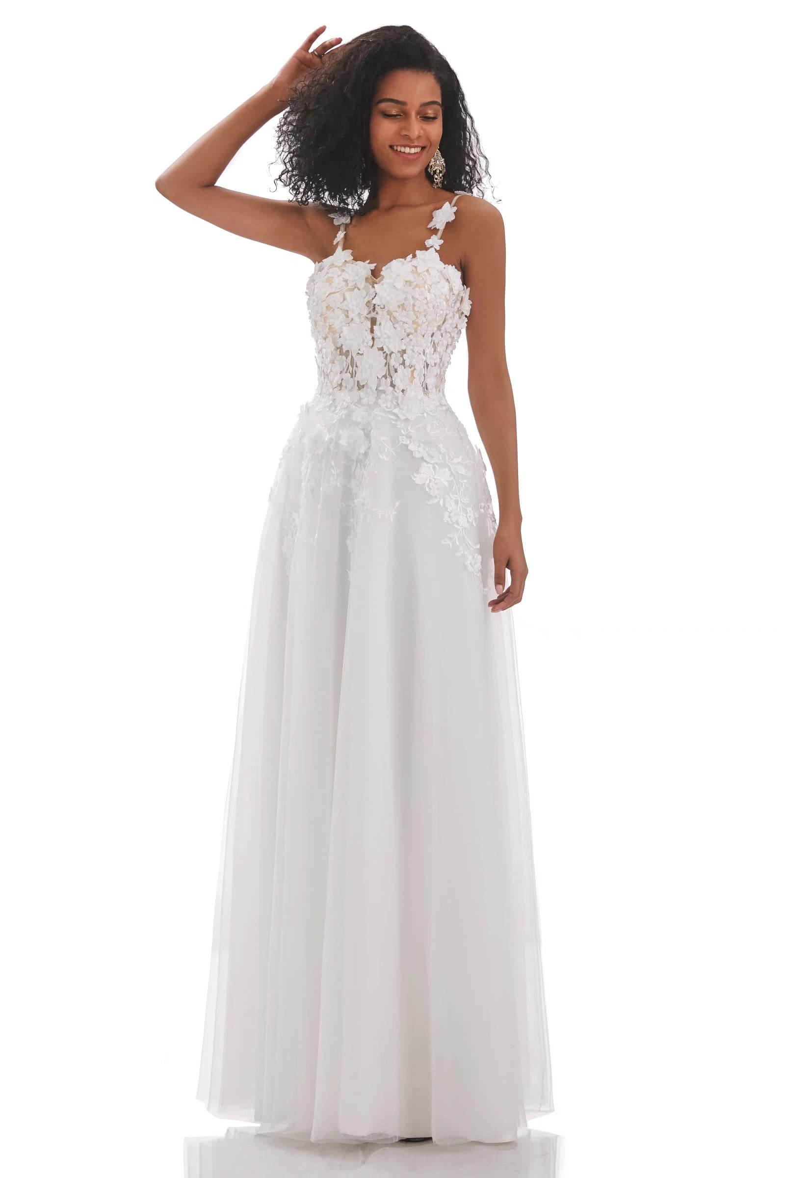 Women's A-Line Floor Length Lace Bridal Gowns Hand Made Sleeveless Country Wedding Dresses
