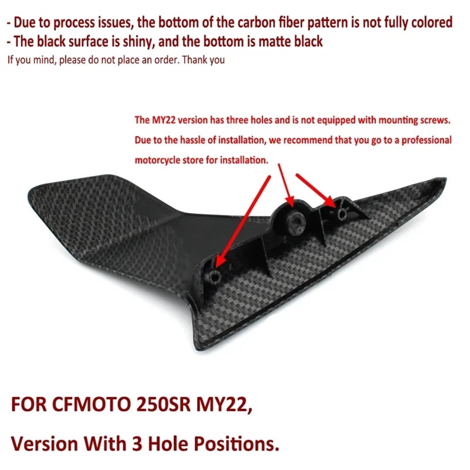 Front Bumper Splitter dachowy Pasuje do CFMOTO CF 250SR 250 SR MY22 Części motocyklowe CF250SR Boczne dociski Nagie spoilery Winglet Skrzydła Deflektory